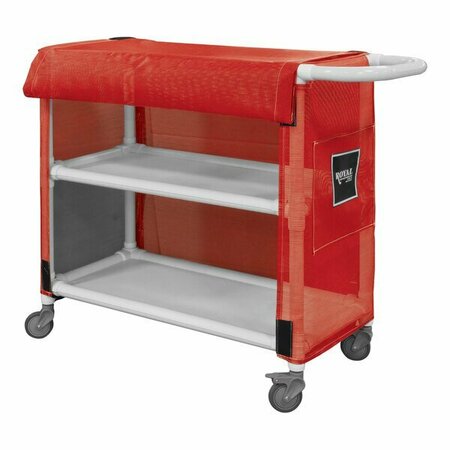 ROYAL BASKET TRUCKS 32'' Red PVC Linen Cart with 2 Shelves R32-RRX-L2A-3ULN 50AR32RRXL2A3ULN